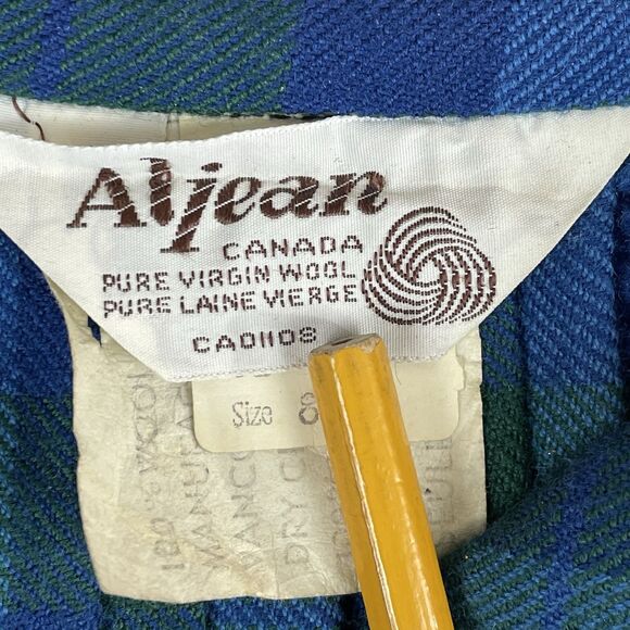 Al Jean Canada Pure Wool Tartan Wrap Kilt Skirt Vintage Size 8 Lite Blue Green - Picture 6 of 16